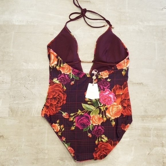 💕TED BAKER💕 Jusia Juxtapose Rose Halter One-Piece Swimsuit Floral TB4 US10 NWT - Picture 8 of 8